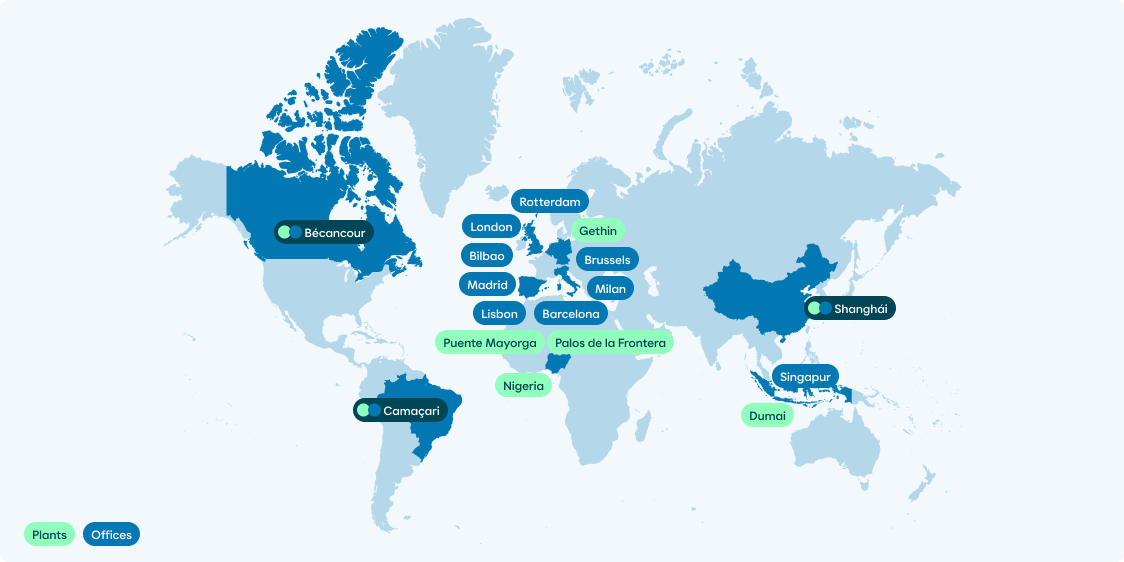 Présence internationale de l’activité chimique de Moeve